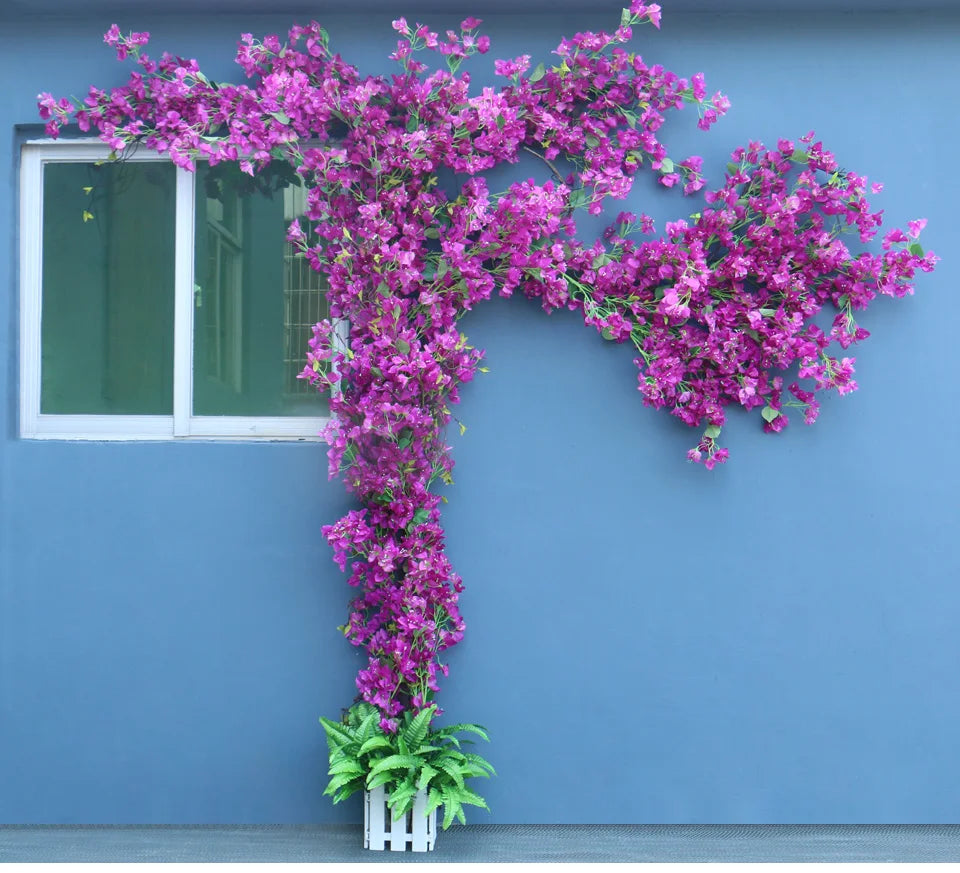 Artificial Flower Rattan Tree Vine Bougainvillea Floral Wall Plants Tree Wedding Christams Party Festival Outdoor Garden Decor Aimak Store