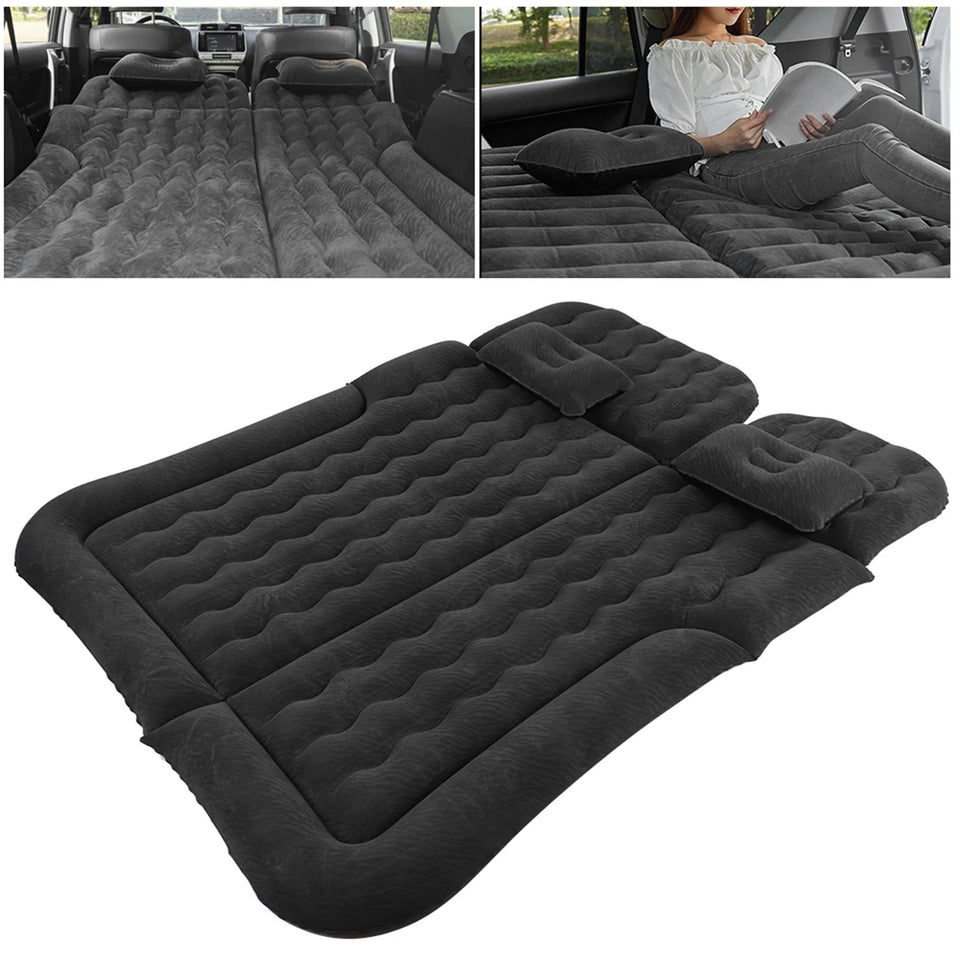 Car Inflatable Bed 2‑In‑1 Multifunction Inflatable Travel Mattress PVC Flocking Soft Sleeping Rest Cushion for Car SUV Aimak Store