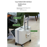 New Front Opening Lid Suitcase Multifunctional Mini Luggage Aluminium Frame 18/20 Boarding Box Trolley Case Cabin Bag Aimak Store