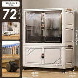 3-Tier Foldable Kids Wardrobe Storage Cabinet with Magnetic Doors & Wheels，Customizable Setup for Home Nursery Organization Aimak Store