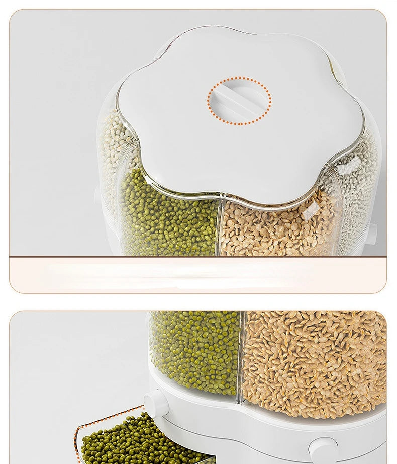 Kitchen Storage Container Large Food Storage Container 360° Rotating Rice Barrels Sealed Cereal Dispenser Rice Tank Grain Box Aimak Store