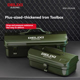 DELIXI Thicked Iron Tool Box Multi-functional Hard Case Industrial Tools Storage Box Household Car Hand-held Steel Storage Box Aimak Store