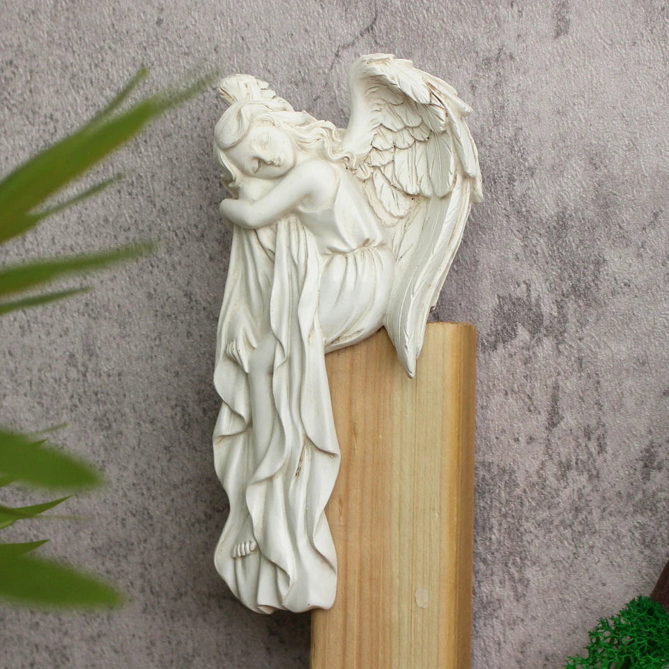 1-piece charming left angel door frame ornaments statue, exquisite resin sleeping angel sculpture Aimak Store