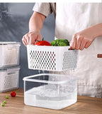Multipurpose Refrigerator Storage Container with Drain Basket Crisper and Storage Box for Fruits Vegetables Aimak Store