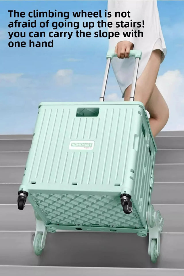 Folding Supermarket Shopping Hand Cart Trolley Convenient Stair Climber Foldable Cart with Wheels for Groceries Outdoor Camping Aimak Store
