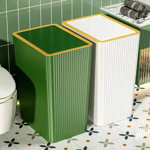 12/15L Trash Can with Lid Semi Automatic Luxury Slim Large Capacity Bin Toilet Living Kitchen Bedroom Waterproof Garbage Bin Can Aimak Store