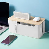 Cable Storage Box Wooden Power Line Storage Case Dustproof Charger Socket Organizer Wire Case Home Cable Winder Organizer Aimak Store