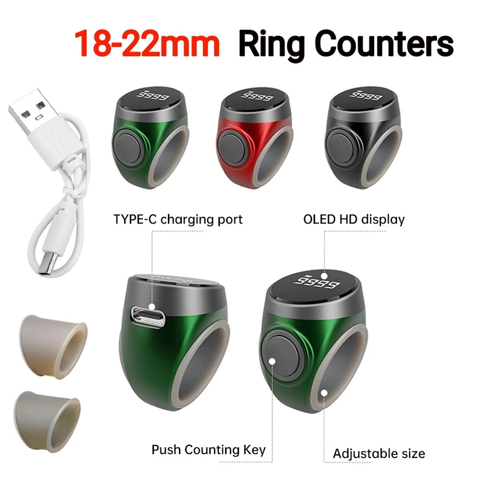 Smart Tasbih Tally Counter Digital Electronic Finger Ring Tally Counter Muslims Tasbeeh Zikr Ring Prayer Time Vibration Reminder Aimak Store