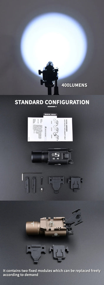 Tactical Airsoft Surefir X300U X300 Ultra 600lm LED Flashlight Rifle Weapon Pistol Scout Hunting Gun Outdoor Light Fit 20MM Rail Aimak Store