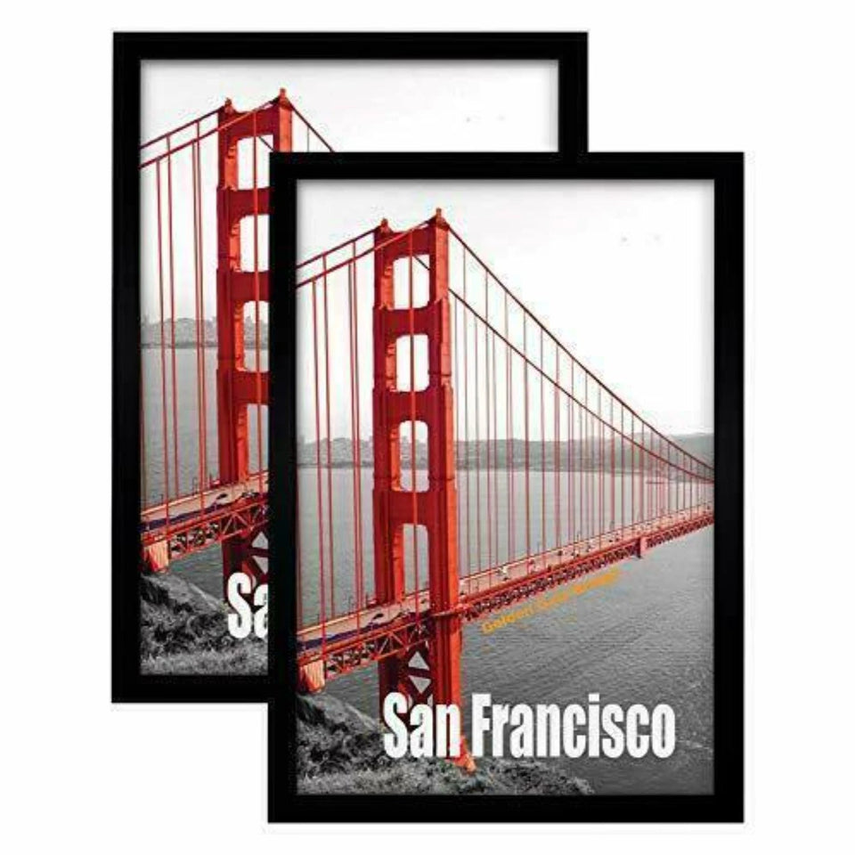 Chic and contemporary, this set of 2 sleek black poster frames, 13x19, is the perfect addition to your stylish and modern elegan Aimak Store