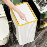 12/15L Trash Can with Lid Semi Automatic Luxury Slim Large Capacity Bin Toilet Living Kitchen Bedroom Waterproof Garbage Bin Can Aimak Store