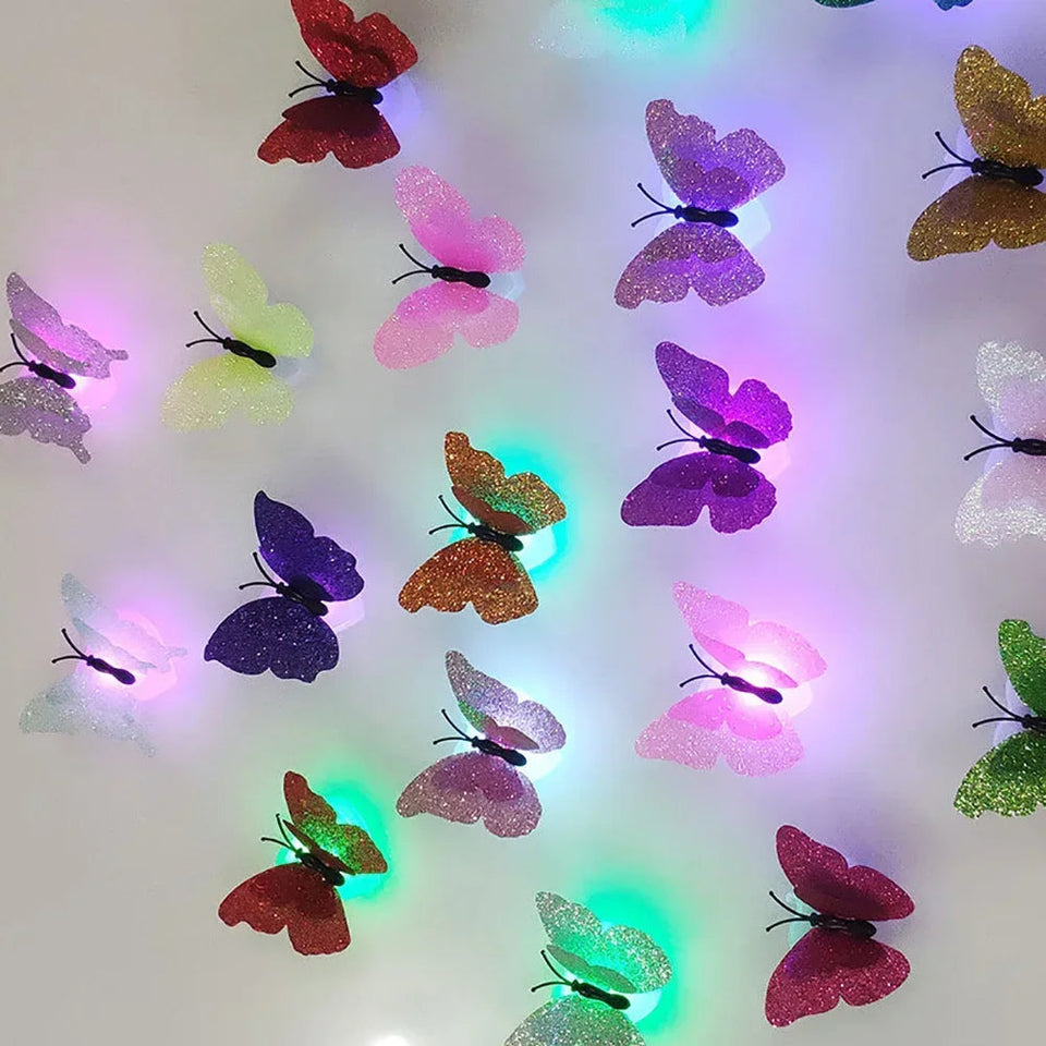 Double Layer Butterfly Night Lights Creative Colorful Luminous Butterfly Lights Lighting Pasteable Led Decorative Wall Lamp Leds Aimak Store