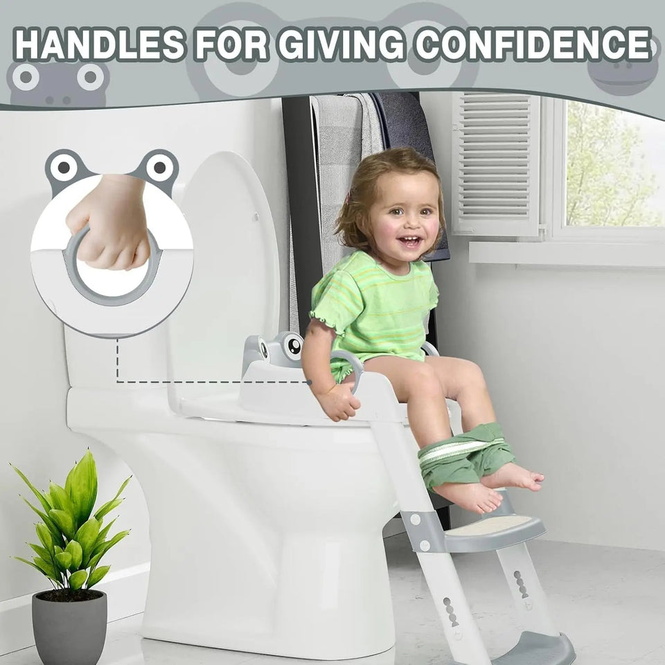 Children's Toilet Seat Stairway Baby Boys and Girls Toilet Folding Stand Anti-Slip Step Stool Children's Step Toilet Seat Ring Aimak Store