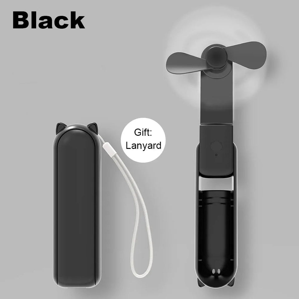 Portable Fan 2000mAh USB Rechargeable 3 Speed Mini Handheld Foldable Fan Hand Held Small Pocket Travel Fan with Handy Power Bank Aimak Store