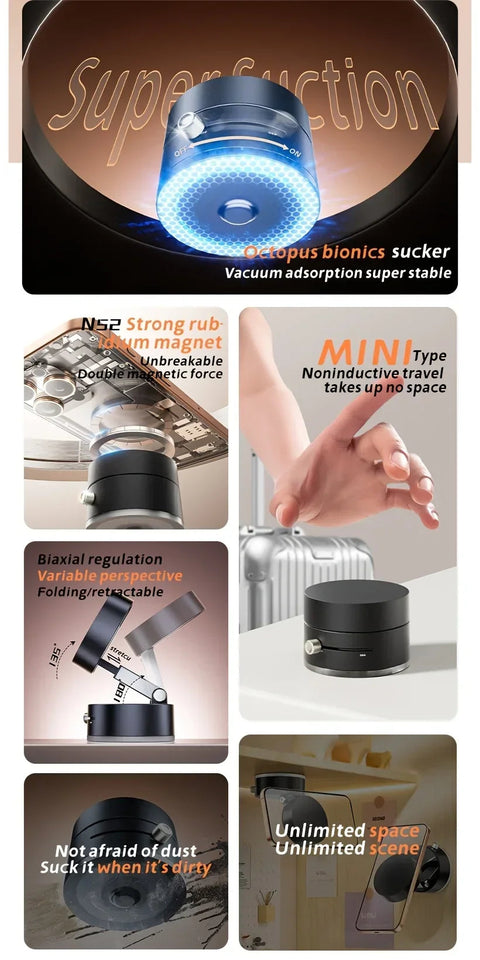 Vacuum Magnetic Suction Cup Folding Swivel Stand Double-sided Suction Cup For Universal Vacuum Swivel Stand Mobile Phone Holder Aimak Store