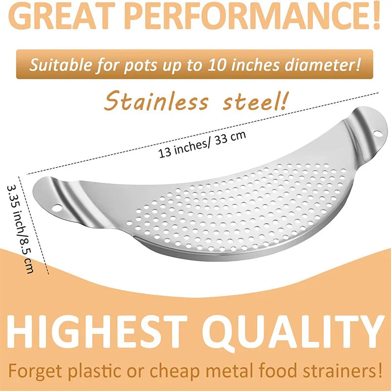 Pot Strainer Pan Drainer For Home Kitchen Easy Draining Pot Strainer Stainless Steel Pasta Spaghetti Practical Draining Tool Aimak Store