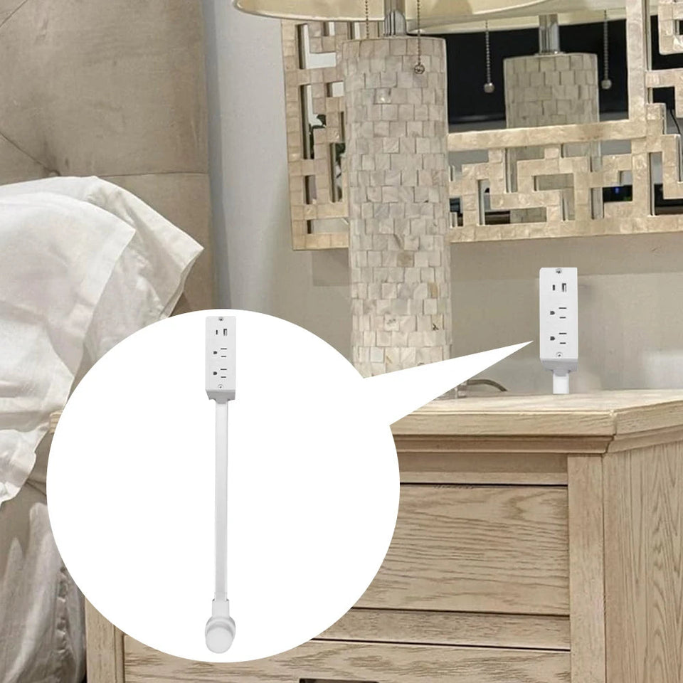 Electrical Outlet Extender 2 AC USB-A USB-C Wall Charger 2 Sockets 180° Rotation Stretchable Electrical Outlet Table Extender Aimak Store