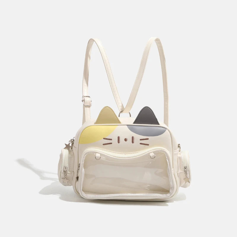 Y2K Ita Bag Cat PU Backpack – Foldable, Adjustable Strap, Secure Zipper, Preppy Style Cute Schoolbag Aimak Store