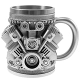 Creative Water Mug Stainless Steel Coffee Cup Reusable Cocktail Mug Creative Water Cup V6 V8 Engines Design Mug for Home Office Aimak Store