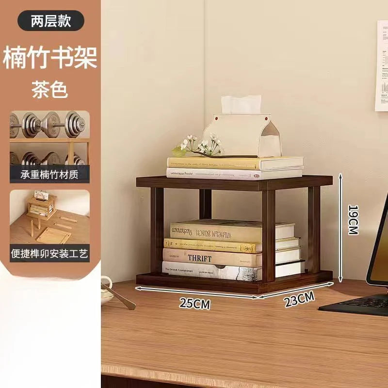 Desktop Storage Rack Small Shelf on The Desk Simple Bookshelf Desk Kitchen Storage Rack Countertop Shelf Bamboo Storage Rack Aimak Store