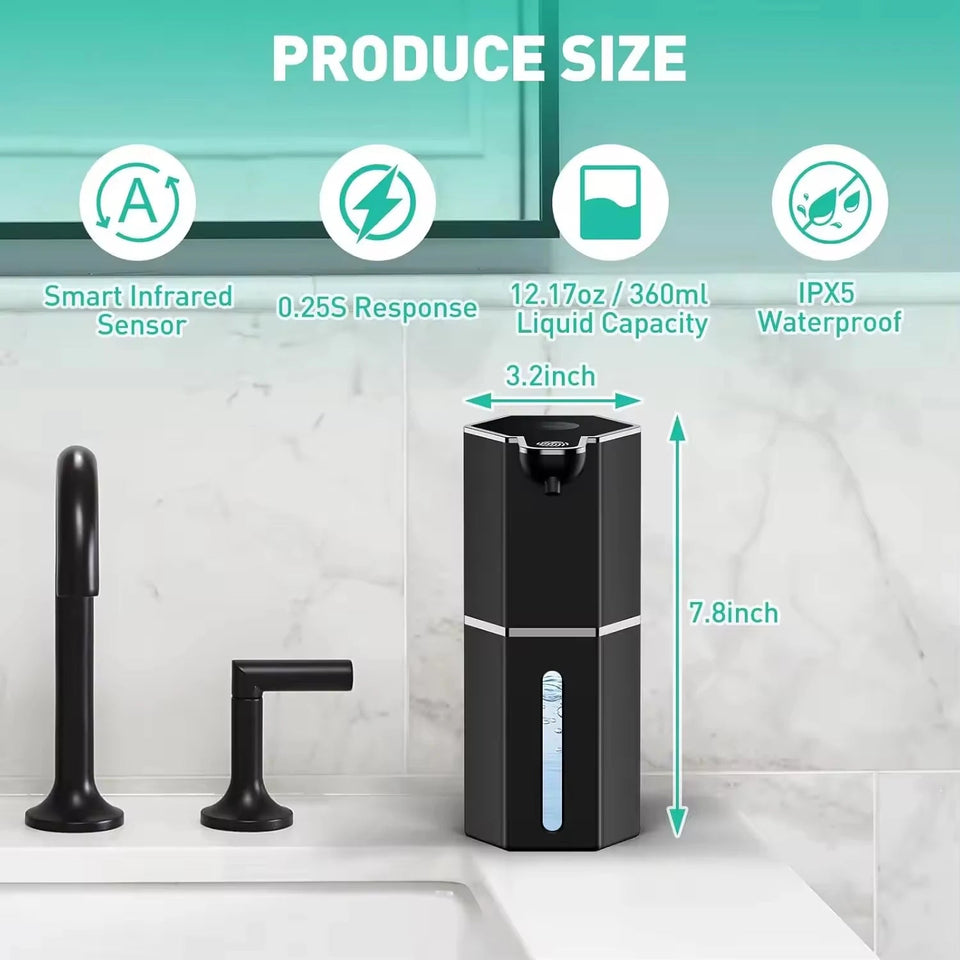 Automatic Soap Dispenser 360Ml 4 Level Liquid Foaming Soap Dispenser Long Battery Charging Automatic Soap Dispenser No Drilling Aimak Store