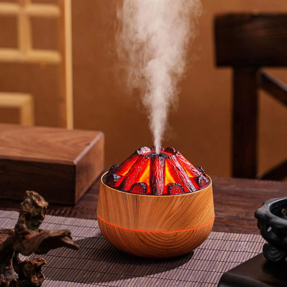 2024 New 300ML Artificial Charcoal Fire Air Humidifier Aroma Diffuser Mist Sprayer Mini Diffuser with Night Light for Home Aimak Store
