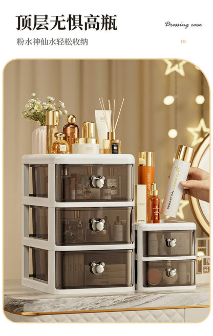 Stackable Desktop Storage Box with Dustproof Drawer Office Desk Storage Box Cosmetic Box Stationery Supplies Debris Storage Rack