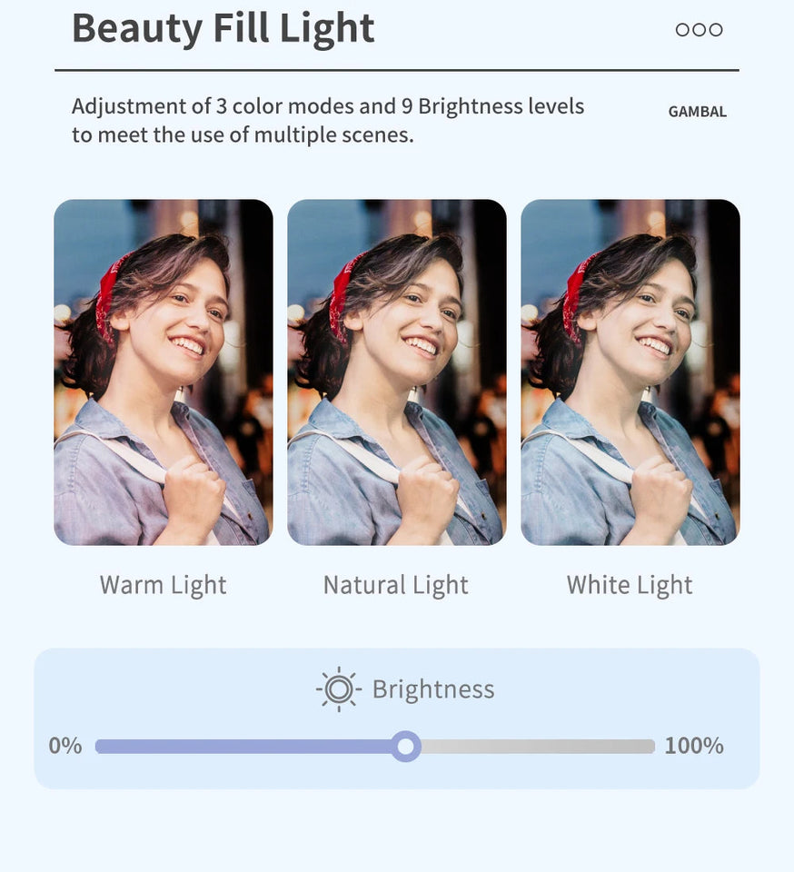 Q18 Desktop Following the shooting Mode Gimbal Stabilizer Selfie Stick Tripod with Fill Light for iPhone Cell Phone Smartphone Aimak Store