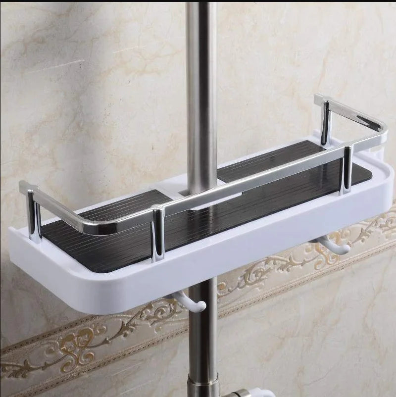 Bathroom Shower Storage Rack Organizer No Drilling Lifting Rod Shower Head Holder Shower Gel Shampoo Tray Holder Pole Shelves Aimak Store