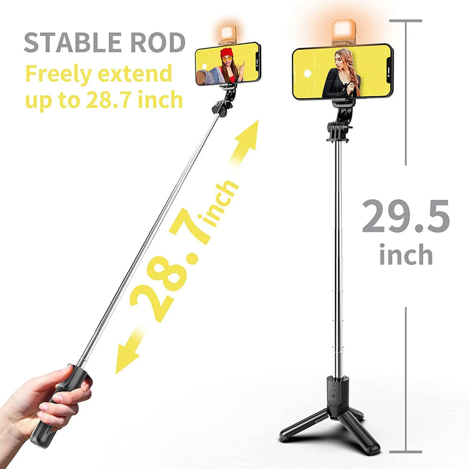 Wireless Bluetooth Selfie Stick Foldable Portable Tripod with Fill Light Shutter Remote Control for Android iPhone Smartphone Aimak Store