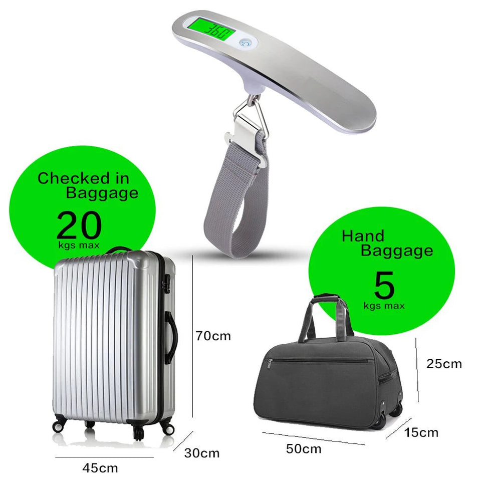 110lb/50kg Portable Electronic Hand Luggage Scale LCD Digital Display Balance Scale Suitcase Travel Weighs Baggage Weight Tool Aimak Store