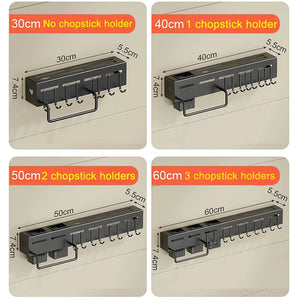 Stainless Steel Frame Wall Mounted Knife Holder Kitchen Nail Free Storage Rack Knife With Hook Kitchen Cabinet Storage Rack Aimak Store