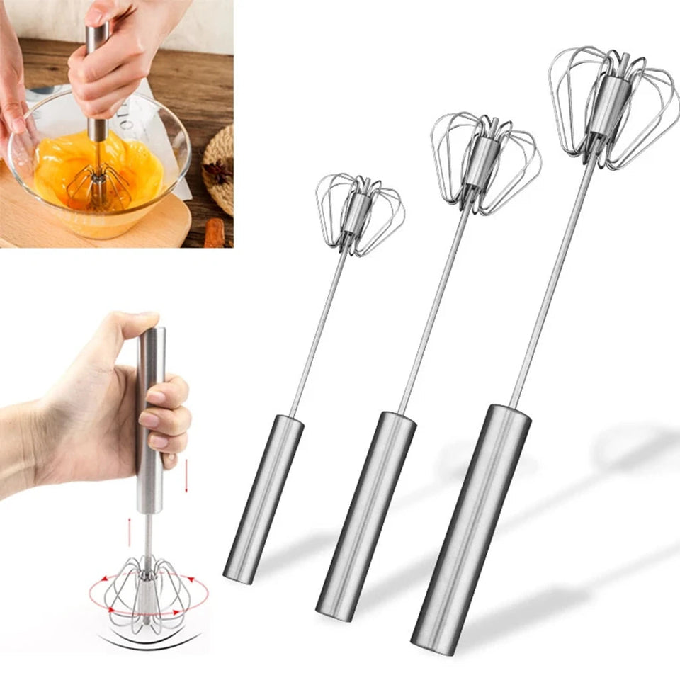 Semi Automatic Mixer Whisk Egg Beater Stainless Steel Manual Hand Mixer Self-Turning Cream Utensils Kitchen Mixer Egg Tools Aimak Store