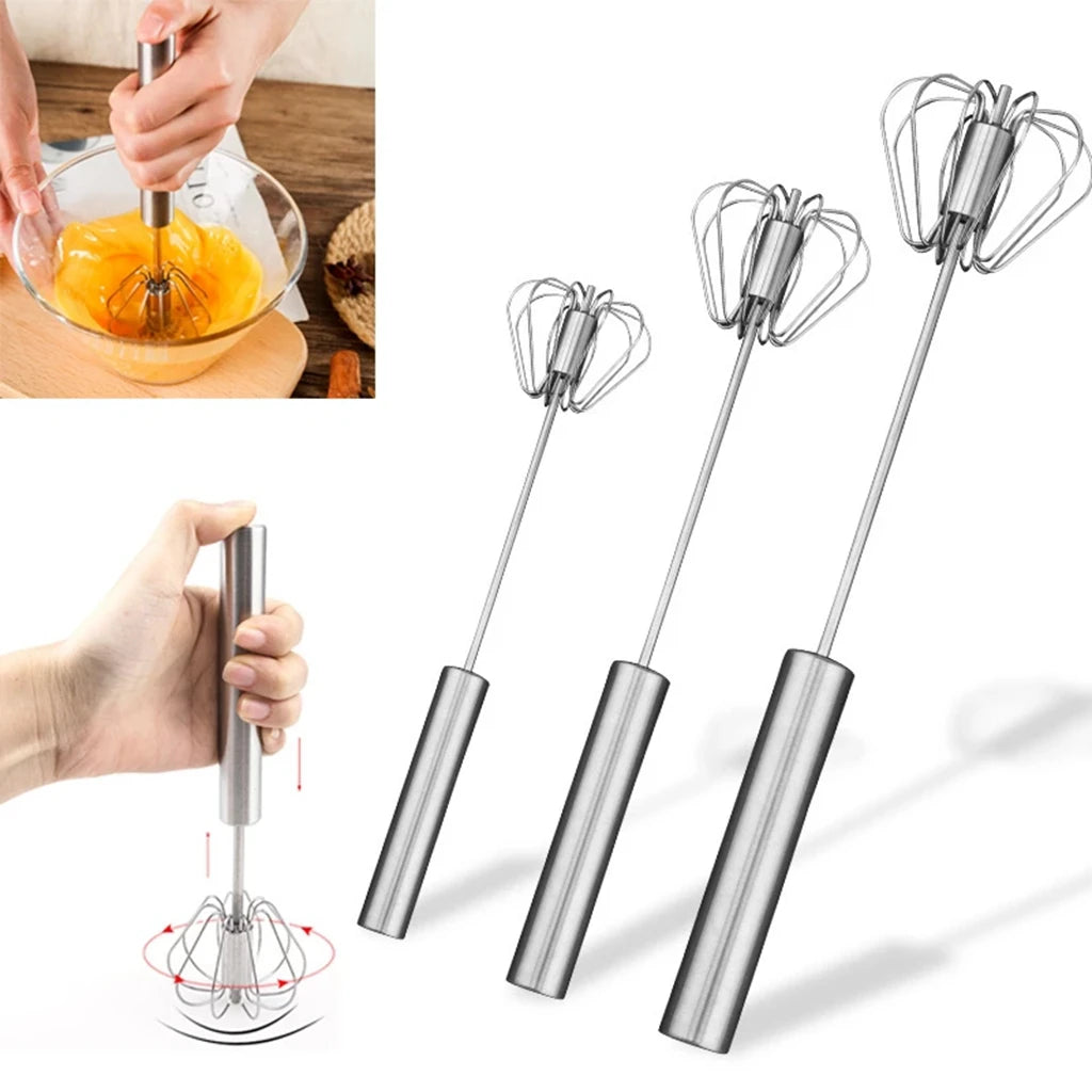Semi Automatic Mixer Whisk Egg Beater Stainless Steel Manual Hand Mixer Self-Turning Cream Utensils Kitchen Mixer Egg Tools Aimak Store