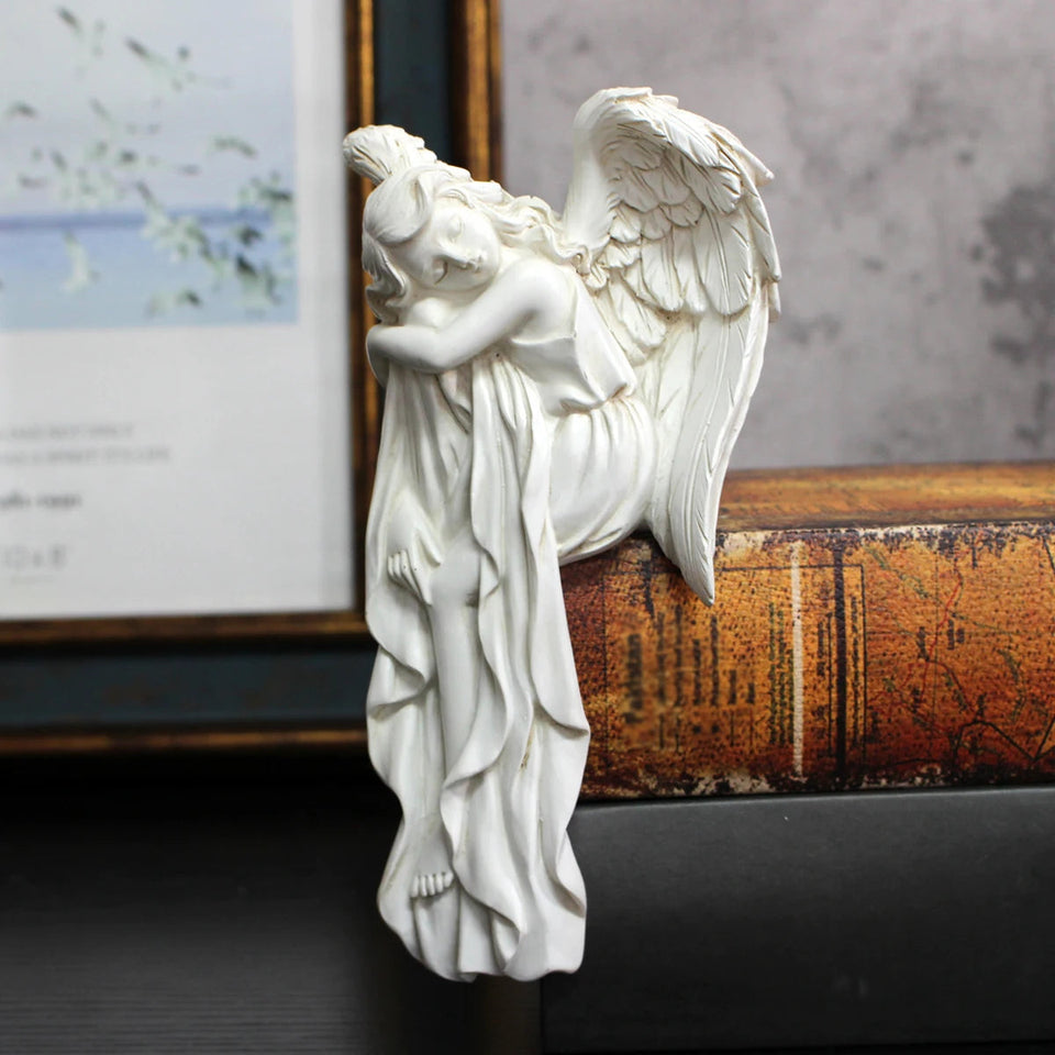 1-piece charming left angel door frame ornaments statue, exquisite resin sleeping angel sculpture Aimak Store