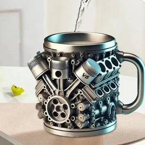 Funny V8 V6 Engines Design Tea Cup Coffee Mug Handmade Engines Stainless Steel Resin Large Capacity Coffee Cup Aimak Store