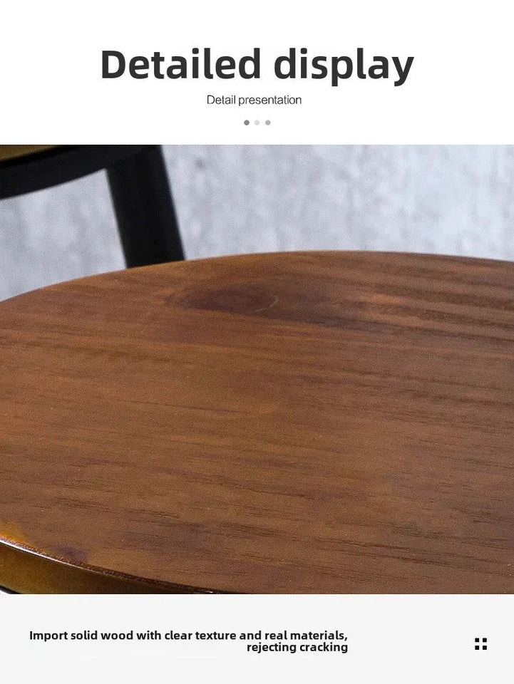American Style Iron Bar Chair Coffee Shop Milk Tea Shop High Chairs Retro Backrest Seat Solid Wood Sitting Face Counter Stool Aimak Store