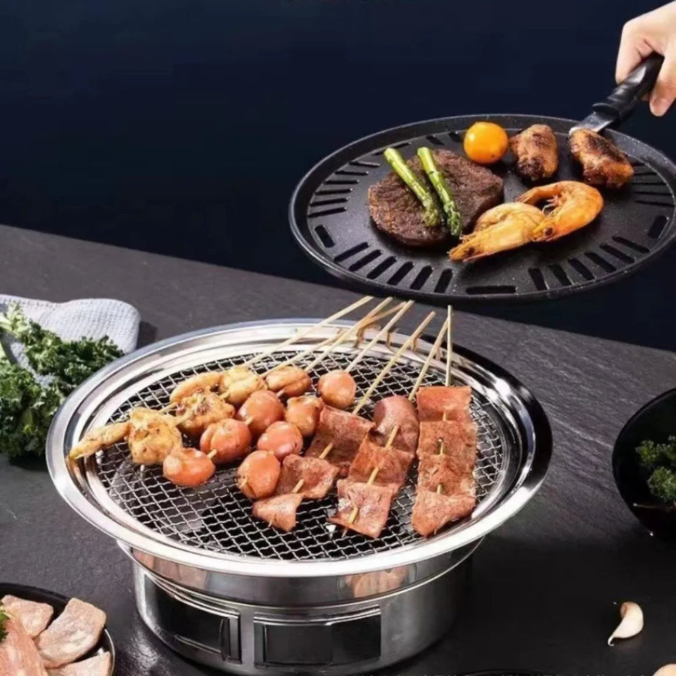 Multifunctional Charcoal Barbecue Grill, Household Korean BBQ Grill, Portable Camping Grill Stove, Tabletop Smoker Grill Aimak Store