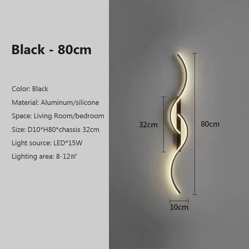 LED Wall Lamp 60/80/100CM Smart Remote Control Adjustable Color Temperature Brightness Bedroom Bedside Living Room Wall Sconces Aimak Store