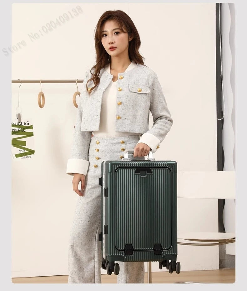 New Front Opening Suitcase Cabin Trolley Case 20/24/26/28 inch Aluminum Frame Large Capacity Luggage usb Charging TSA Lock Aimak Store