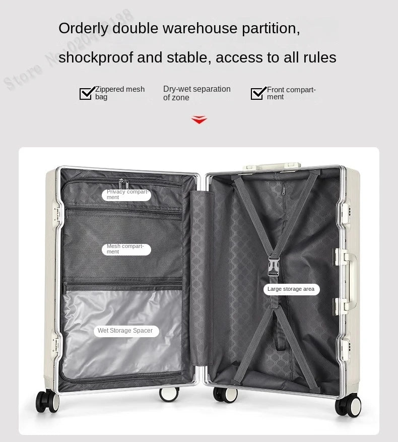 New Front Opening Suitcase Cabin Trolley Case 20/24/26/28 inch Aluminum Frame Large Capacity Luggage usb Charging TSA Lock Aimak Store