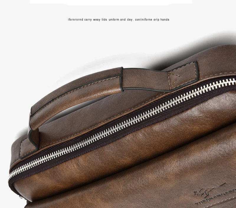 Men'S Briefcase Shoulder Business Square Tote PU Leather Cross Handbag Messenger Crossbody Square Side Phone Pouch Hand Bag Male Aimak Store