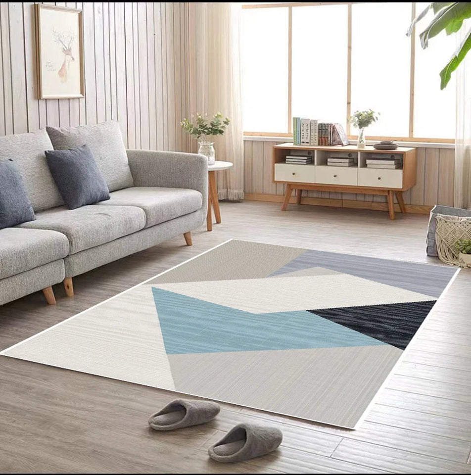 VIKAMA Nordic Patchwork Faux Wool Rug - Non-Slip, Easy Clean Living Room, Bedside, Sofa Mat for Home Decor, 50x80cm Aimak Store