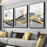 3 Nordic Luxury Ribbon Abstract Wall Art Landscape Modern Poster Print Picture Living Room Home Decorative Painting Aimak Store