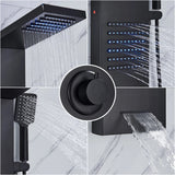 Black LED Shower Panel Tower System Rain Waterfall Shower Column Hydroelectricity Massage Body Spa Bath Shower Faucet Mixer Aimak Store