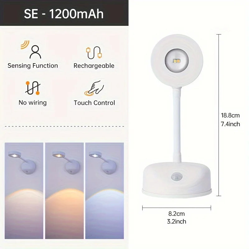 Wall Lamp Rechargeable Intelligent Human Sensing Wireless Night Light Dimmable LED Spotlights for Decoration Painting Lighting Aimak Store