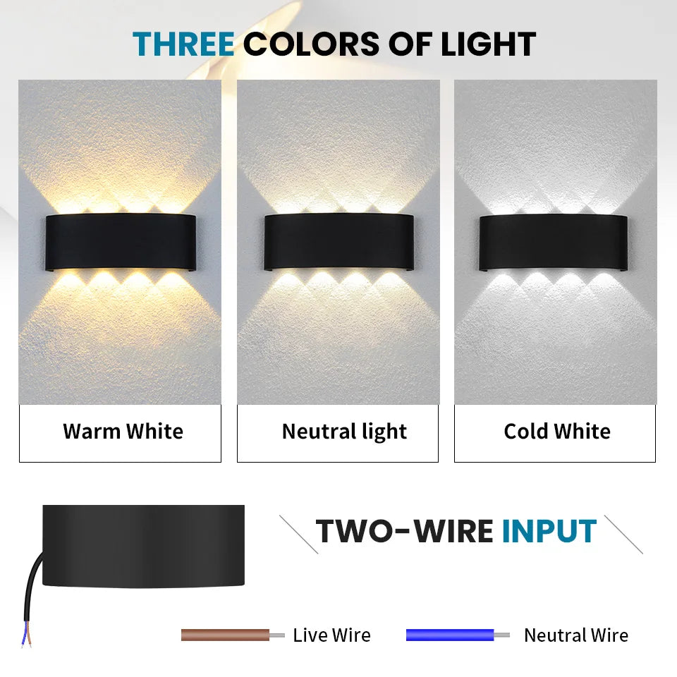LED Wall Lamp Waterproof IP66 Indoor Outdoor Lamp  Garden Lights for Living Room Hallway Bedroom Decor Aimak Store