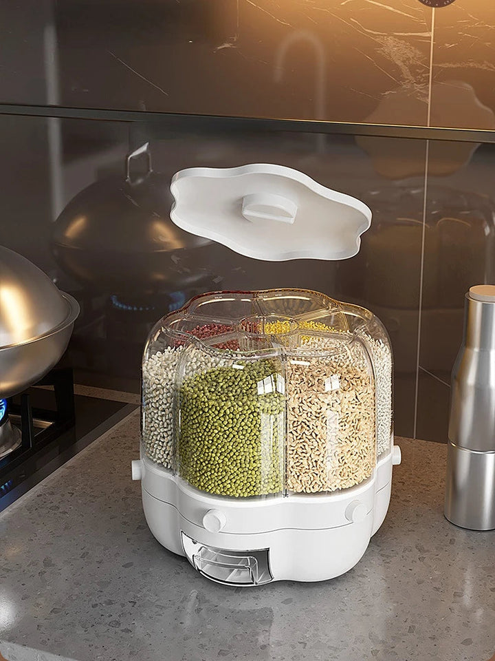 Kitchen Storage Container Large Food Storage Container 360° Rotating Rice Barrels Sealed Cereal Dispenser Rice Tank Grain Box Aimak Store