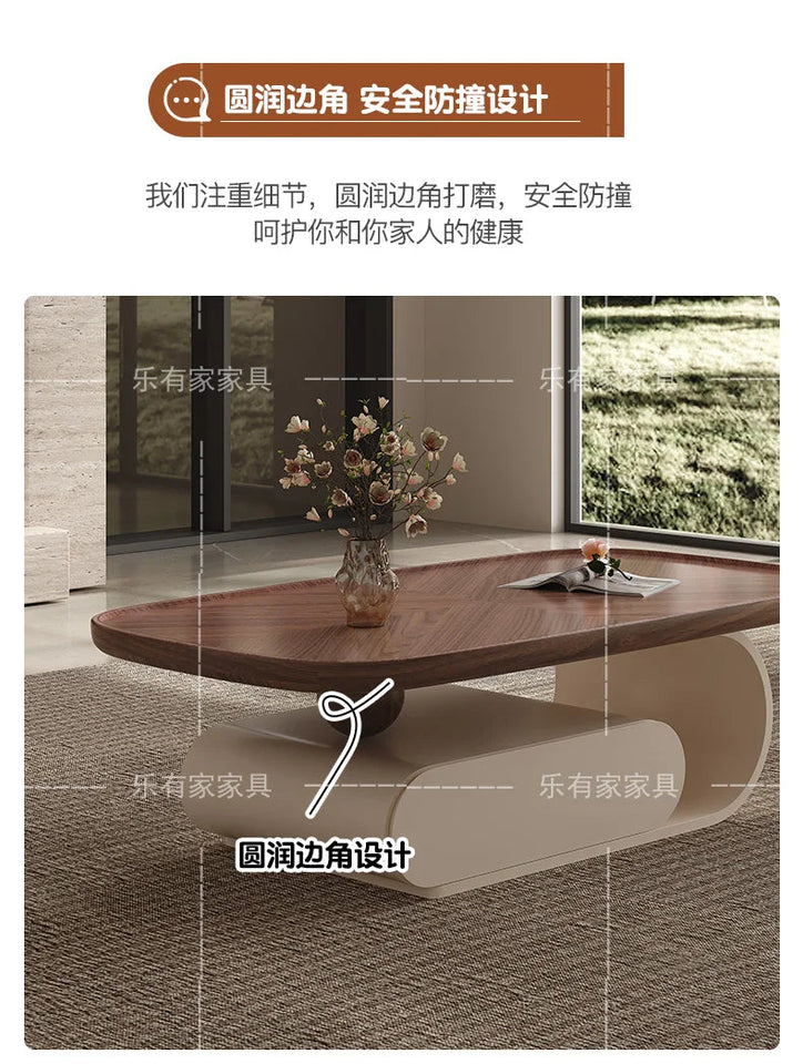 Medieval walnut coffee table living room home modern simple small apartment oval black and white designer coffee table Aimak Store