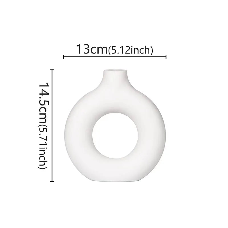 Flat Minimalist Simple Vase Donut Shape Single Flower Pot Home Wedding Decoratio Hollow Ornaments Circle Flower Arrangement Vase Aimak Store